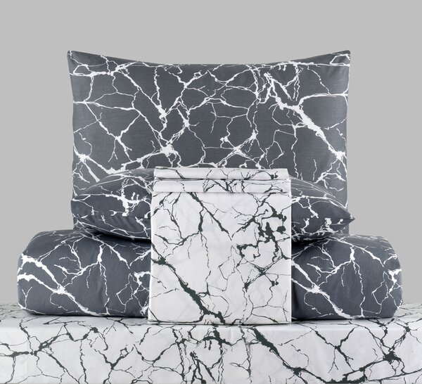Povlečení bavlněné Mramor deluxe TiaHome - 1x Polštář 90x70cm, 1x Přikrývka 140x220cm