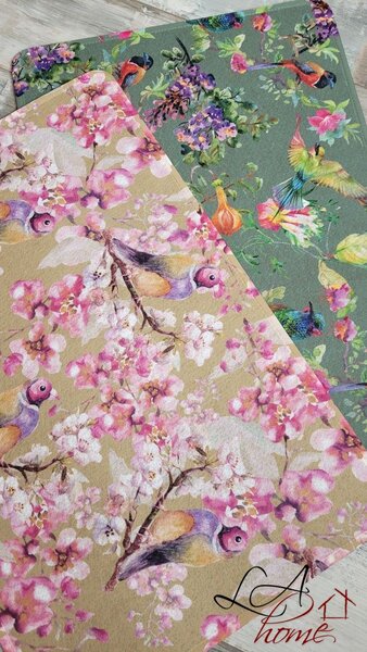 Hořčicovo-růžová rohožka s květy a ptáčky Flower pink - 75*50*1cm - Mars & More