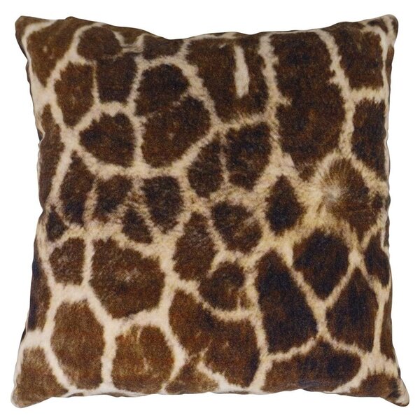Hnědý sametový polšář s dekorem žirafy Jungle Giraffe - 45*45*15cm - Mars & More