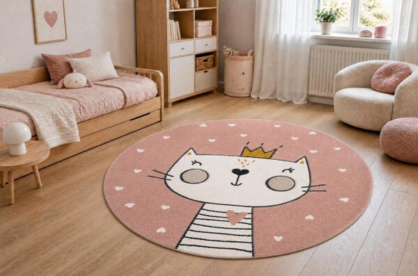 Koberec KIDDO 6106 světle růžový / bílý kruh