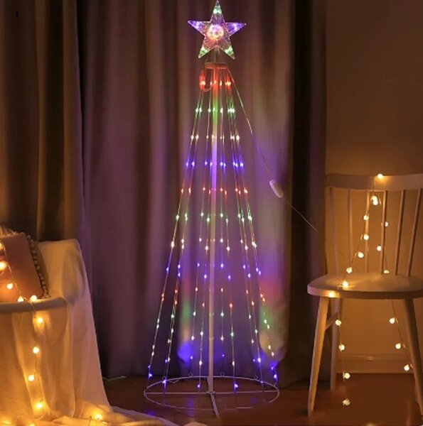 Světelný kužel - vícebarevný s možností nastavení stálé barvy, 1,8m vysoký, 370 LED, 8 programů
