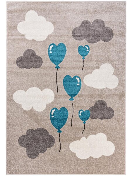 Dětský kusový koberec Modré balónky béžový 160x229cm