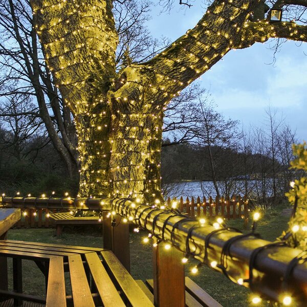 Venkovní LED vánoční řetěz PROFI, černý kabel, teplá bílá, 10m, 100 LED