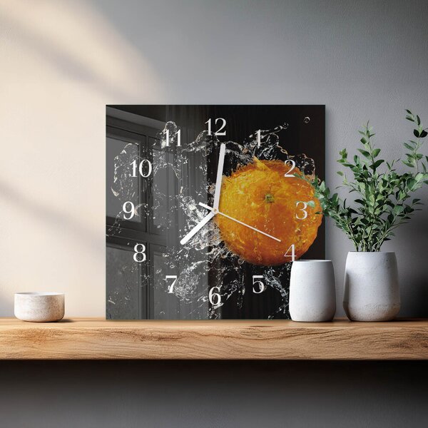 Skleněné hodiny Pomerančový zskb-30x30-00087625