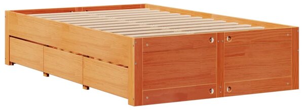 Postel bez matrace se zásuvkami hnědá 120x190 cm masiv borovice 3308824