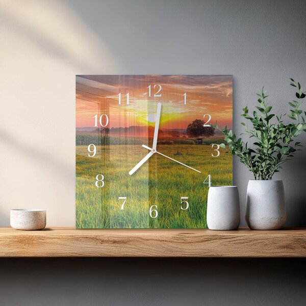 Skleněné hodiny Krajinná louka zskb-30x30-00082907