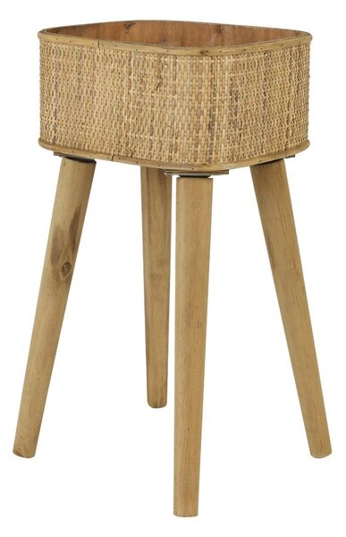 Přírodní dřevěný květináč s výpletem na nožkách Canya - 32*29*60cm - Light & Living