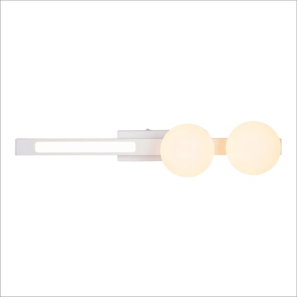 Nástěnné svítidlo Magnet2, 2x bílé skleněné stínítko + 1x LED 13W, w