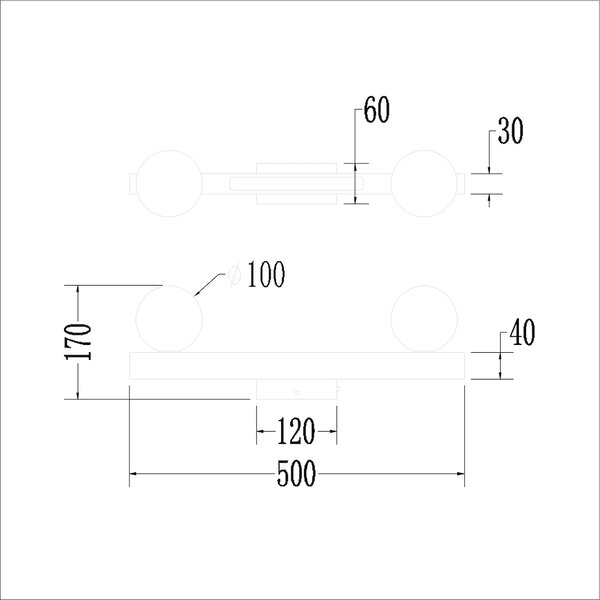 Nástěnné svítidlo Magnet1, 2x bílé skleněné stínítko + 1x LED 13W, w