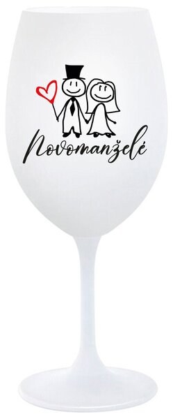 NOVOMANŽELÉ - bílá sklenička na víno 350 ml