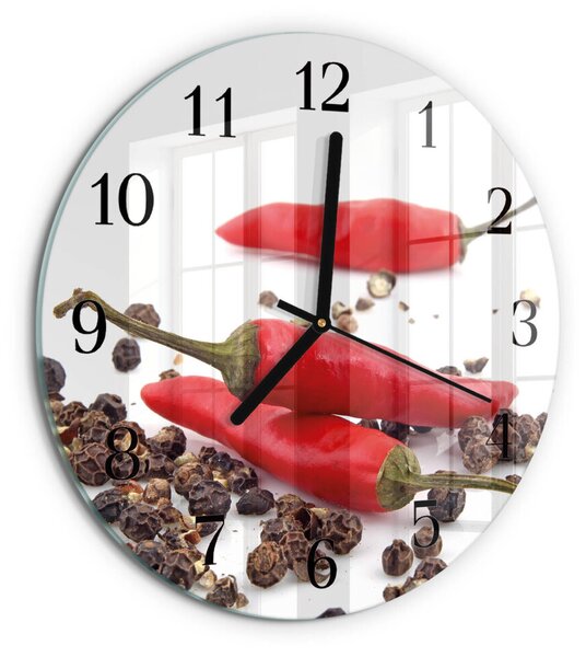 Skleněné nástěnné hodiny Chilli papričky zsoc-fi30-00173643