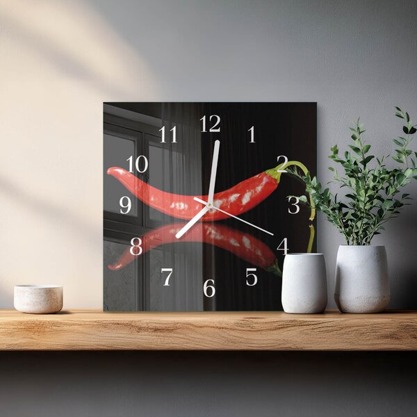 Skleněné hodiny Chilli papričky zskb-30x30-00090363