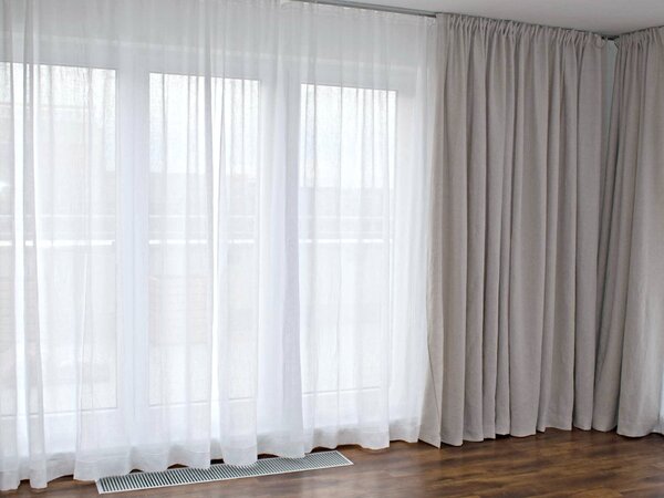 Snový svět Lněná záclona polobělená s řasením š.250 cm - 50% len Rozměr: 250 x 250 cm
