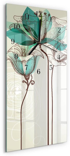 Skleněné hodiny vertikální Květ zsppc-30x60-00171358