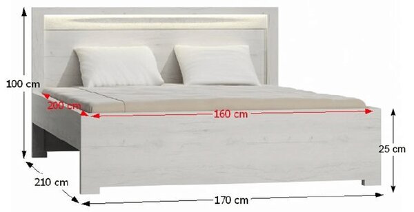 Manželská postel 160 cm Inneas (jasan bílý) (s roštem)