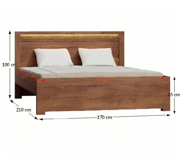 Manželská postel 160 cm Inneas (jasan světlý) (s roštem)