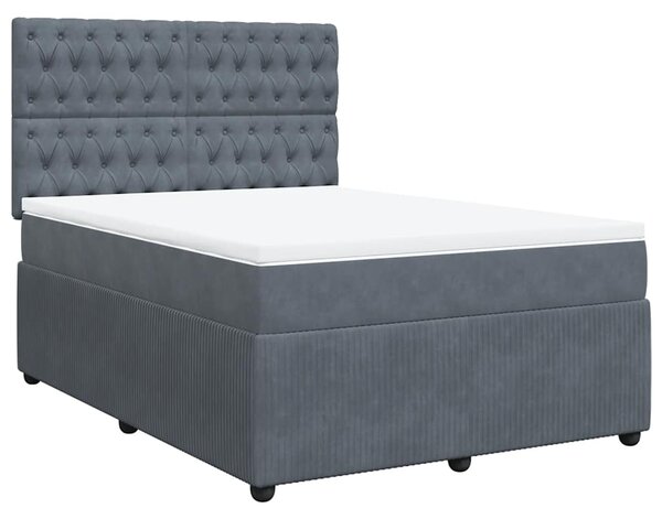 Box spring postel s matrací tmavě šedý 140 x 190 cm samet 3292341