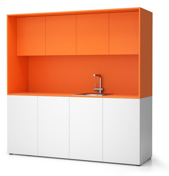 Kuchyňka NIKA se dřezem a baterií 1963 x 600 x 2000 mm, oranžová, pravé