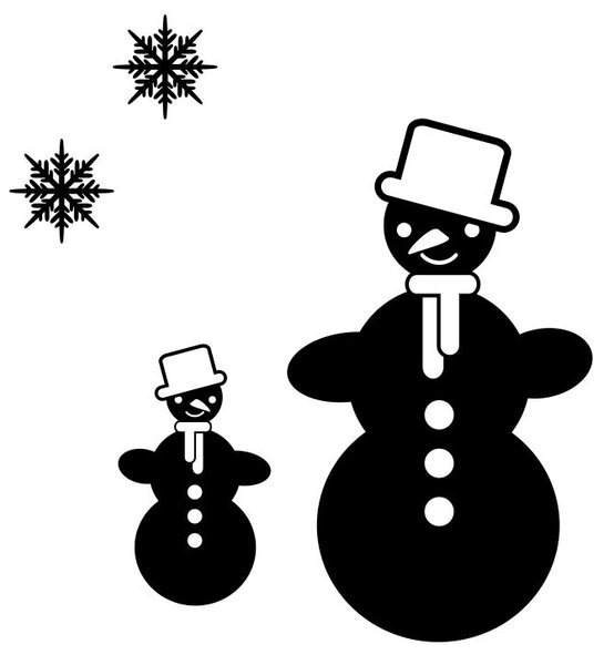 Sněhulák s vločkami - Dětské vánoční samolepky na okno
