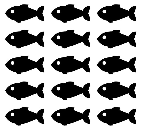 Ryby a rybičky - sada samolepek na zeď tmavá modrá