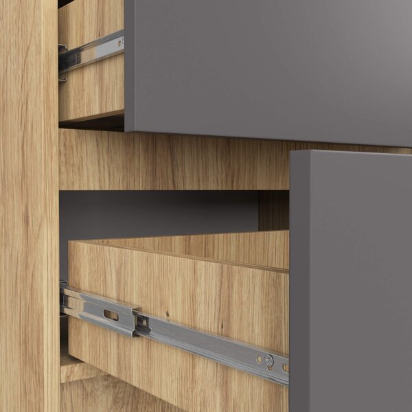 Ak furniture Komoda Kuba 60 cm - 5 šuplíků dub artisan/grafitová