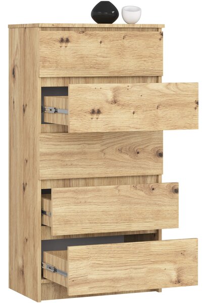 Ak furniture Komoda Kuba 60 cm - 5 šuplíků dub artisan