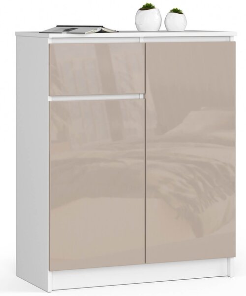 Ak furniture Komoda Kuba 80 cm bílá/cappuccino