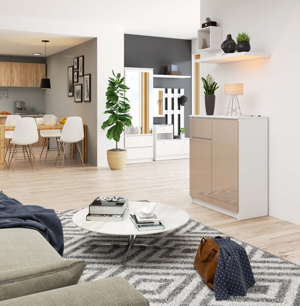 Ak furniture Komoda Kuba 80 cm bílá/cappuccino