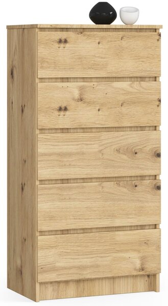 Ak furniture Komoda Kuba 60 cm - 5 šuplíků dub artisan
