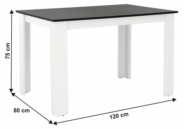 Jídelní stůl Plat (obdélník) (pro 4 osoby) (bílá + černá)