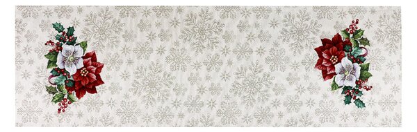 Vánoční gobelínový běhoun na stůl s motivem vánočních květin Barva Vícebarevná Rozměry 45x140 cm