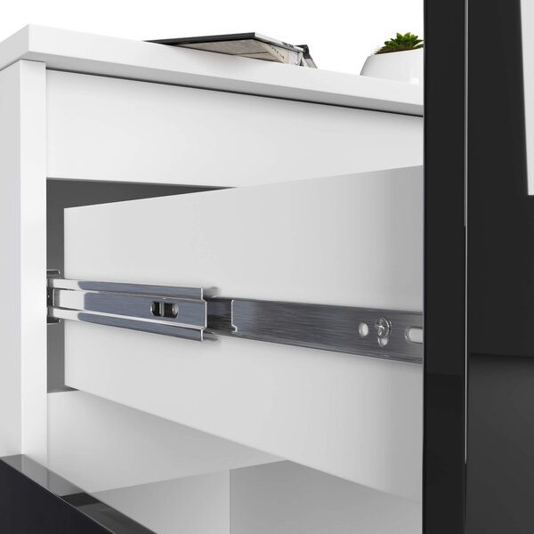 Ak furniture Komoda Kiara 80 cm 2 skříňky a 1 šuplík bílá/černá