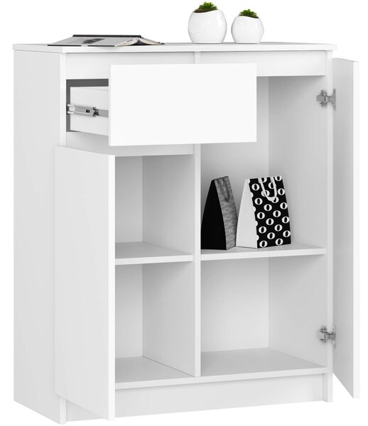 Ak furniture Komoda Kiara 80 cm 2 skříňky a 1 šuplík bílá