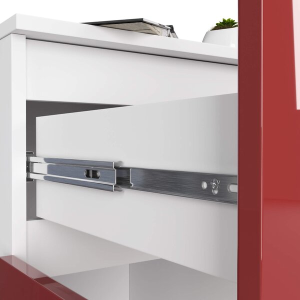 Ak furniture Komoda Kiara 80 cm 2 skříňky a 1 šuplík bílá/červená