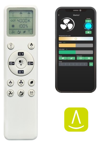 Mantra 8221 Coin Mini, rozvinovací ventilátor se svítidlem a dálk. ovladačem, LED 45W 2700-5000K, černá, průměr 43/90cm