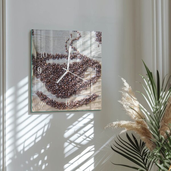 Skleněné hodiny Kávová zrna zskb-30x30-00086599