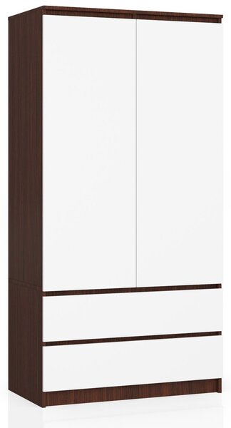 Ak furniture Šatní skříň Star 90 cm wenge/bílá