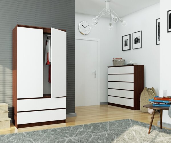 Ak furniture Šatní skříň Star 90 cm wenge/bílá