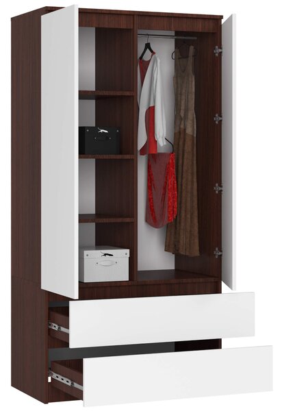 Ak furniture Šatní skříň Star 90 cm wenge/bílá