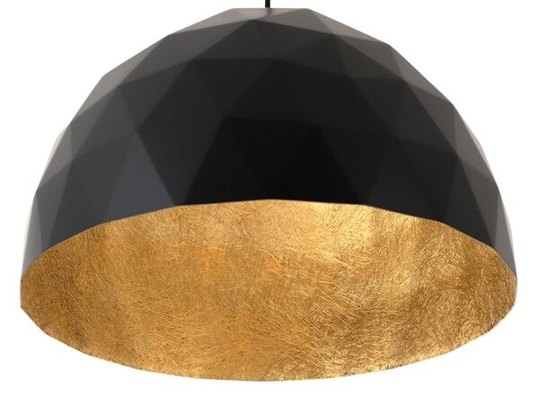 Nordic Design Černé kovové závěsné světlo Auron L se zlatými detaily