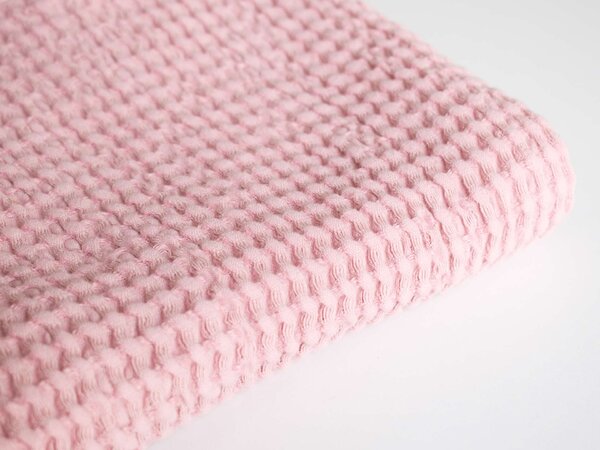 Snový svět Lněný ručník vaflový růžový - 48% len Rozměr: 50 x 90 cm