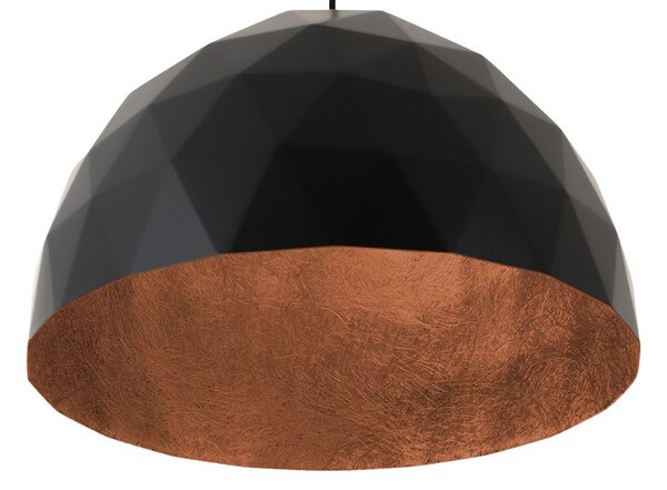 Nordic Design Černé kovové závěsné světlo Auron L s měděnými detaily