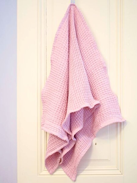 Snový svět Lněný ručník vaflový růžový - 48% len Rozměr: 50 x 90 cm