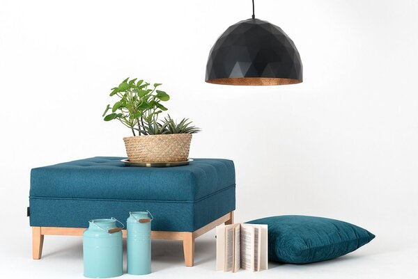 Nordic Design Černé kovové závěsné světlo Auron L s měděnými detaily