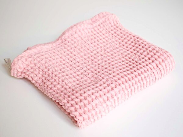 Snový svět Lněný ručník vaflový růžový - 48% len Rozměr: 50 x 90 cm