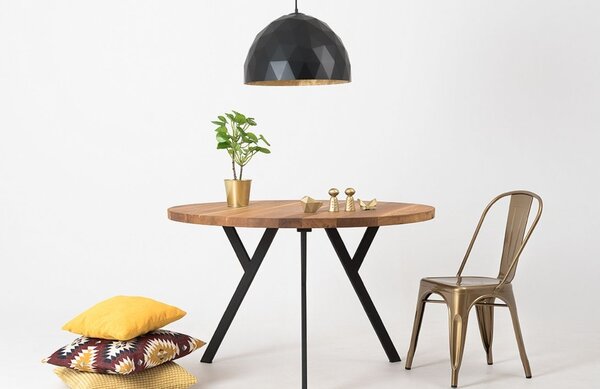Nordic Design Černé kovové závěsné světlo Auron L se zlatými detaily