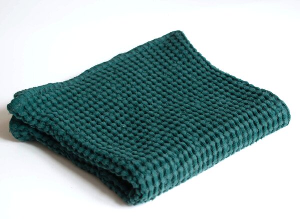 Snový svět Lněný ručník vaflový tmavě zelený - 48% len Rozměr: 40 x 60 cm