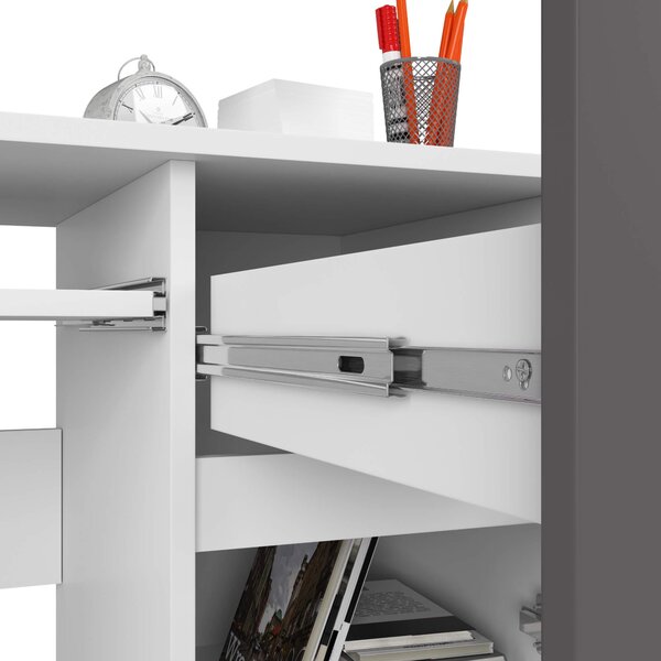 Ak furniture Psací stůl PIKSEL 90 cm bílý/grafitově šedý pravý