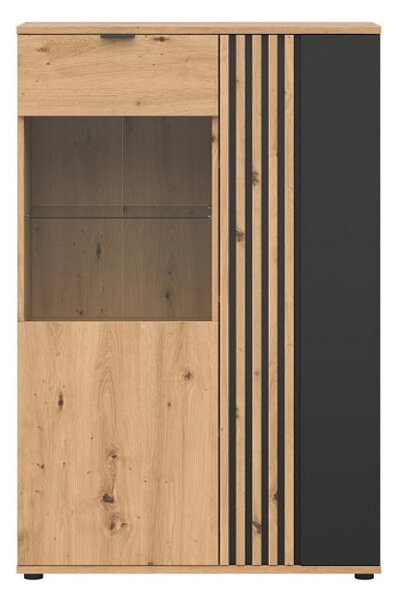 VABRES vitrína REG1D1W/90, dub artisan/černá