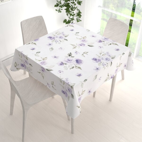 Biante Teflonový čtvercový ubrus TF-024 Fialové růže na bílém 50x50 cm